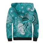 NAIDOC Deadly 50 Years Sherpa Hoodie Jellyfish Aboriginal Culture Inspired Turquoise