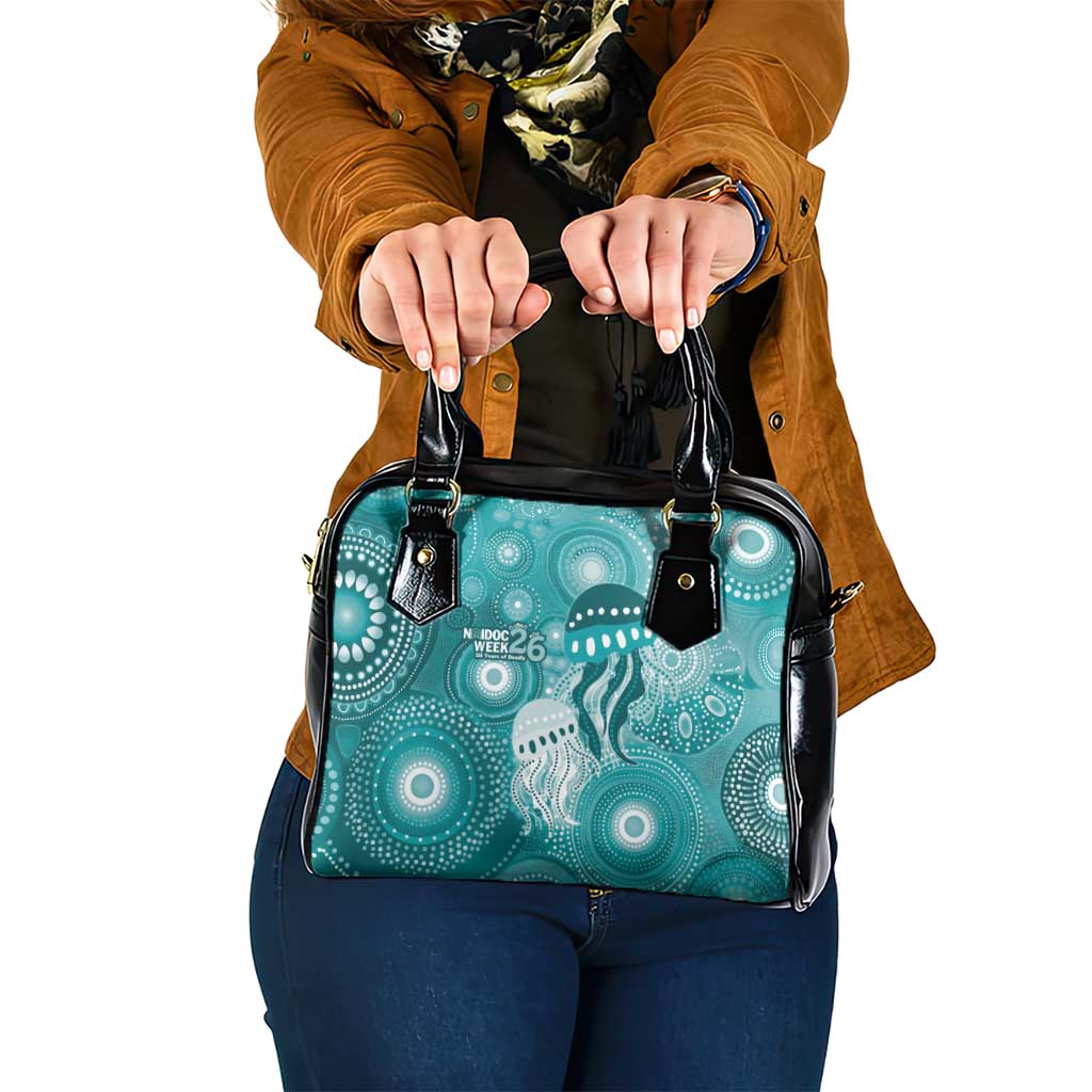 NAIDOC Deadly 50 Years Shoulder Handbag Jellyfish Aboriginal Culture Inspired Turquoise
