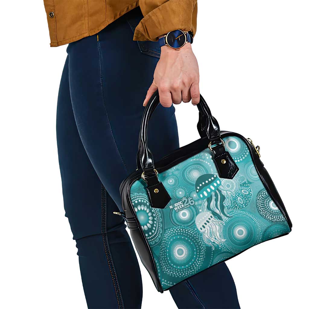 NAIDOC Deadly 50 Years Shoulder Handbag Jellyfish Aboriginal Culture Inspired Turquoise