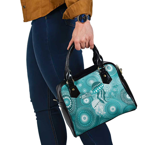 NAIDOC Deadly 50 Years Shoulder Handbag Jellyfish Aboriginal Culture Inspired Turquoise
