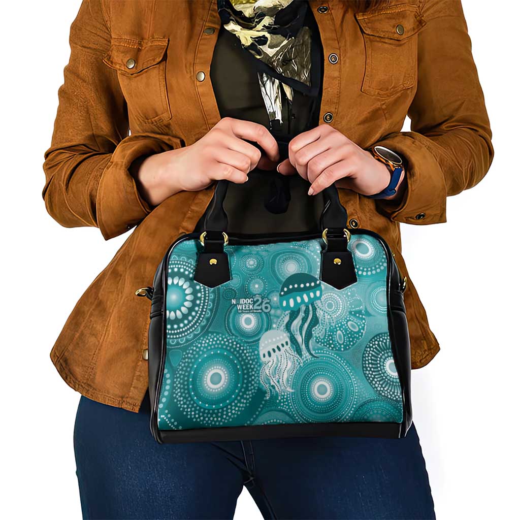 NAIDOC Deadly 50 Years Shoulder Handbag Jellyfish Aboriginal Culture Inspired Turquoise