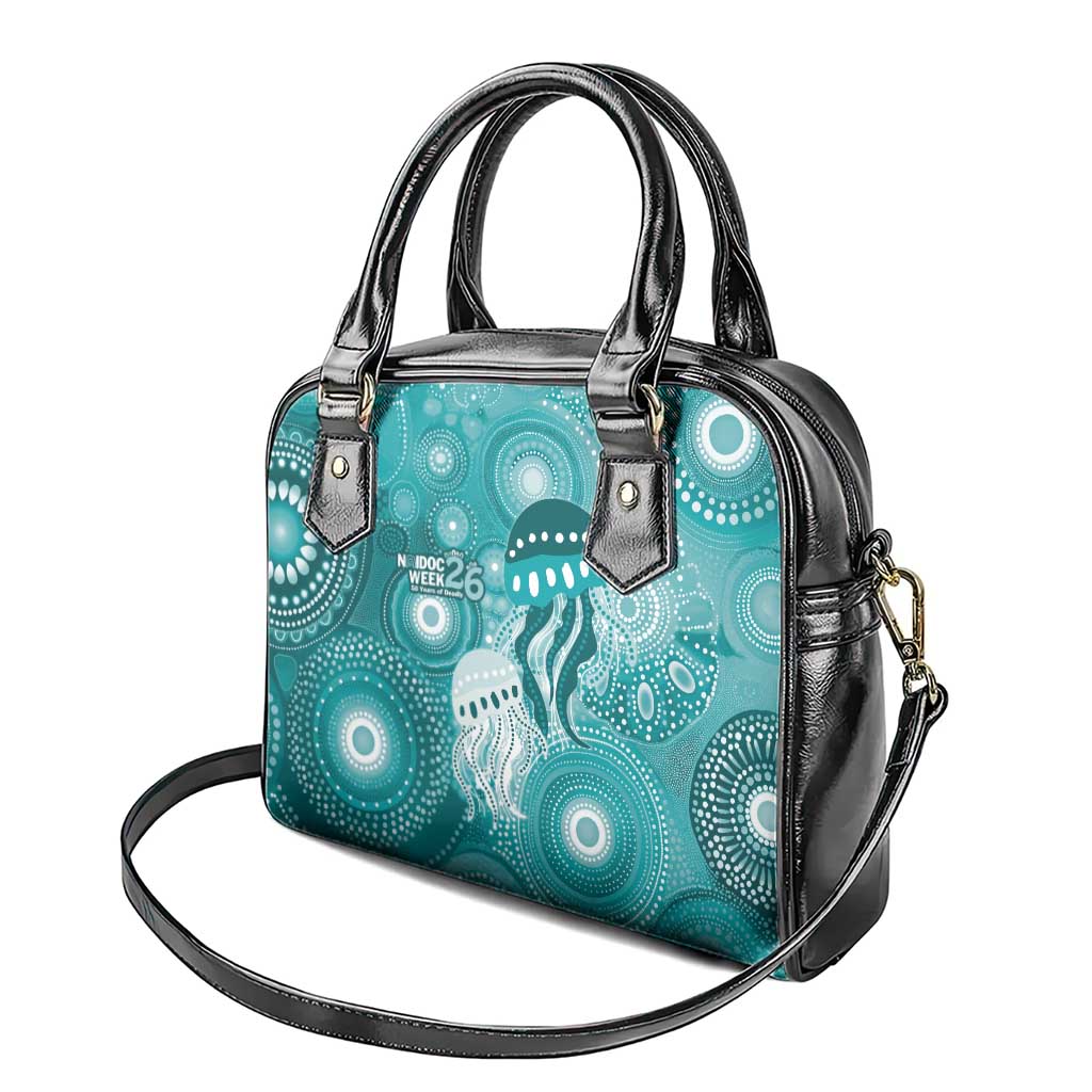 NAIDOC Deadly 50 Years Shoulder Handbag Jellyfish Aboriginal Culture Inspired Turquoise