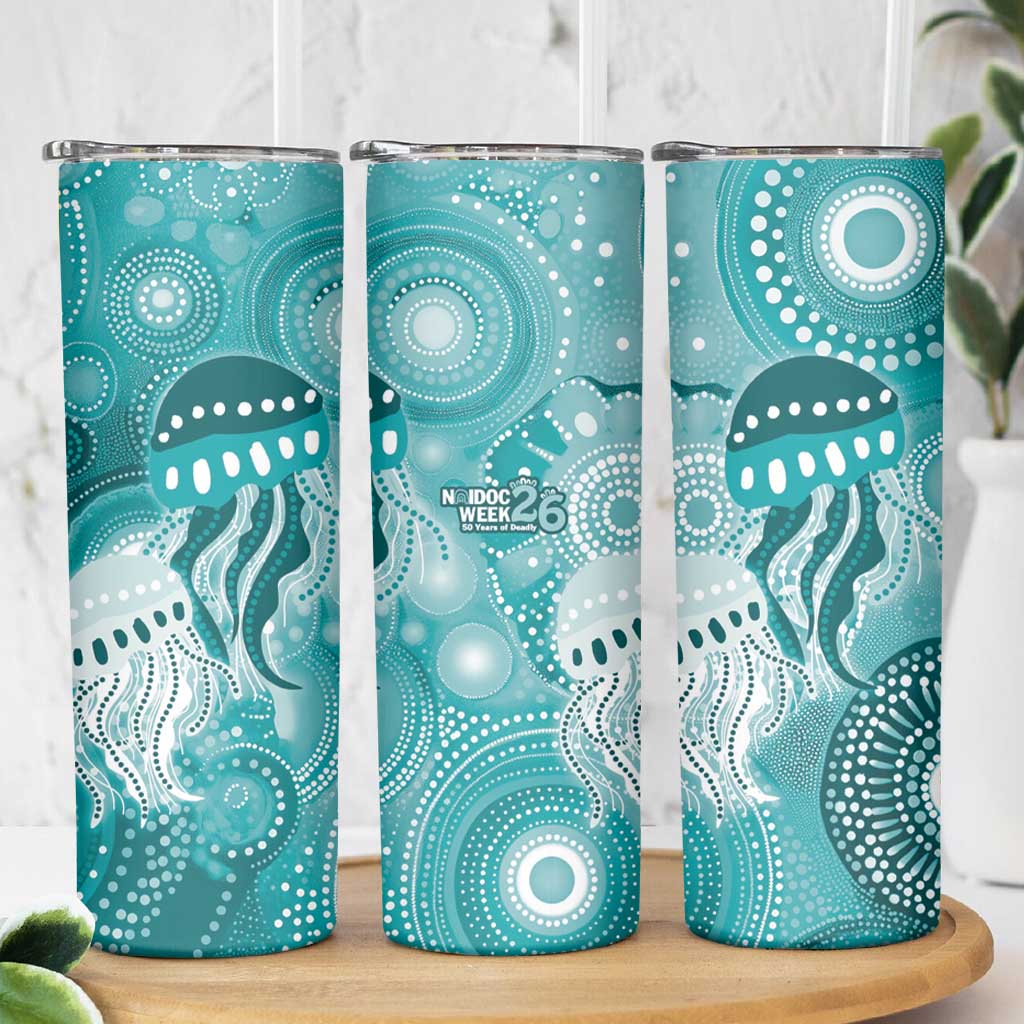NAIDOC Deadly 50 Years Skinny Tumbler Jellyfish Aboriginal Culture Inspired Turquoise