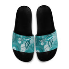 NAIDOC Deadly 50 Years Slide Sandals Jellyfish Aboriginal Culture Inspired Turquoise