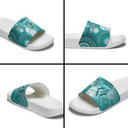 NAIDOC Deadly 50 Years Slide Sandals Jellyfish Aboriginal Culture Inspired Turquoise