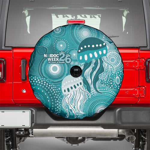 NAIDOC Deadly 50 Years Spare Tire Cover Jellyfish Aboriginal Culture Inspired Turquoise
