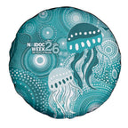 NAIDOC Deadly 50 Years Spare Tire Cover Jellyfish Aboriginal Culture Inspired Turquoise