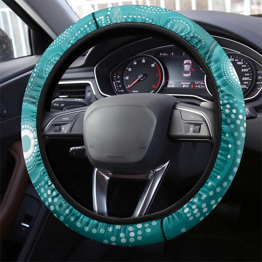 NAIDOC Deadly 50 Years Steering Wheel Cover Jellyfish Aboriginal Culture Inspired Turquoise