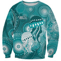 NAIDOC Deadly 50 Years Sweatshirt Jellyfish Aboriginal Culture Inspired Turquoise