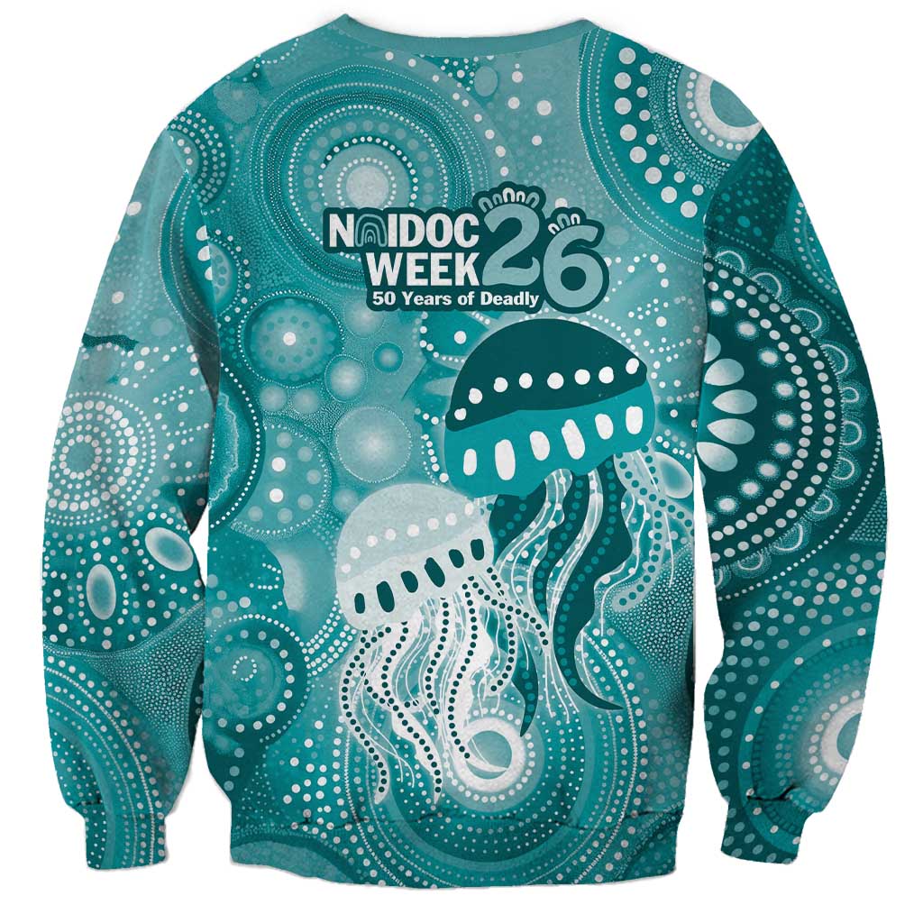NAIDOC Deadly 50 Years Sweatshirt Jellyfish Aboriginal Culture Inspired Turquoise