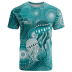 NAIDOC Deadly 50 Years T Shirt Jellyfish Aboriginal Culture Inspired Turquoise