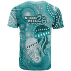 NAIDOC Deadly 50 Years T Shirt Jellyfish Aboriginal Culture Inspired Turquoise