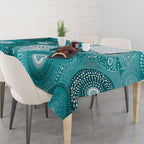 NAIDOC Deadly 50 Years Tablecloth Jellyfish Aboriginal Culture Inspired Turquoise