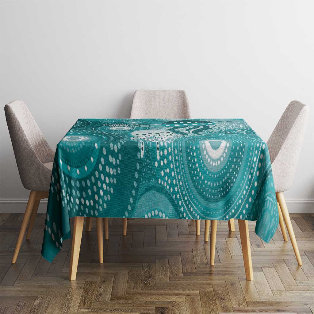 NAIDOC Deadly 50 Years Tablecloth Jellyfish Aboriginal Culture Inspired Turquoise
