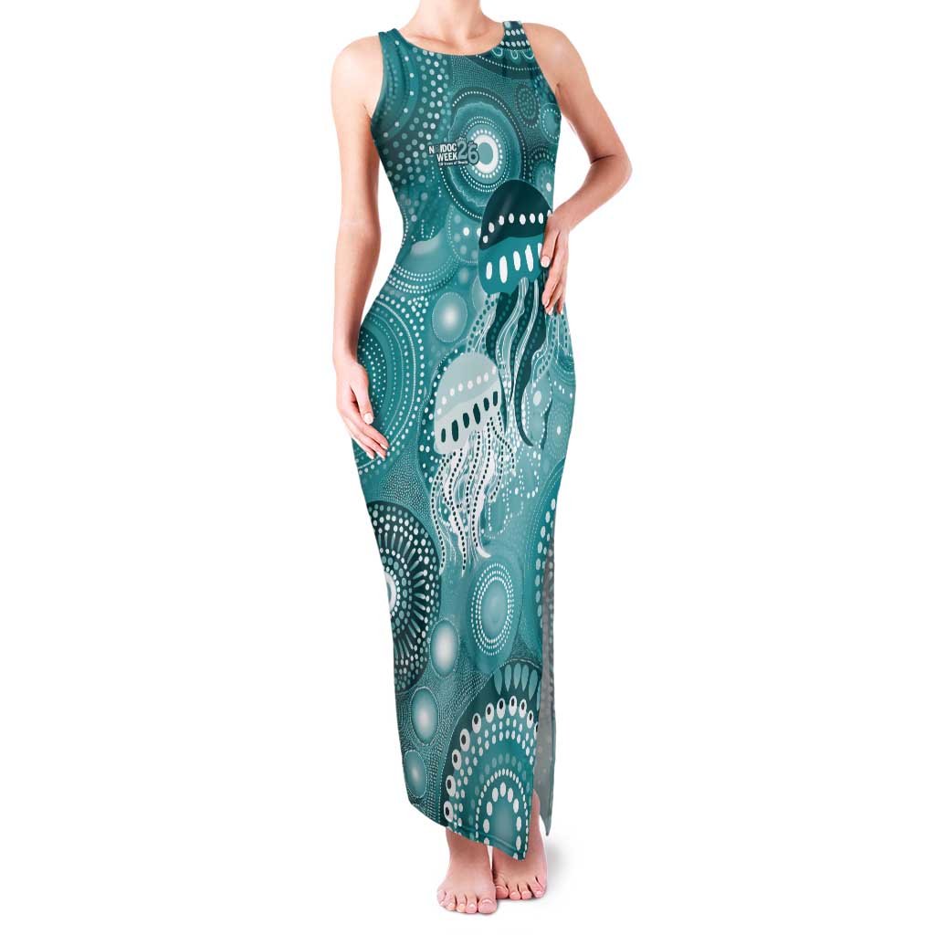 NAIDOC Deadly 50 Years Tank Maxi Dress Jellyfish Aboriginal Culture Inspired Turquoise