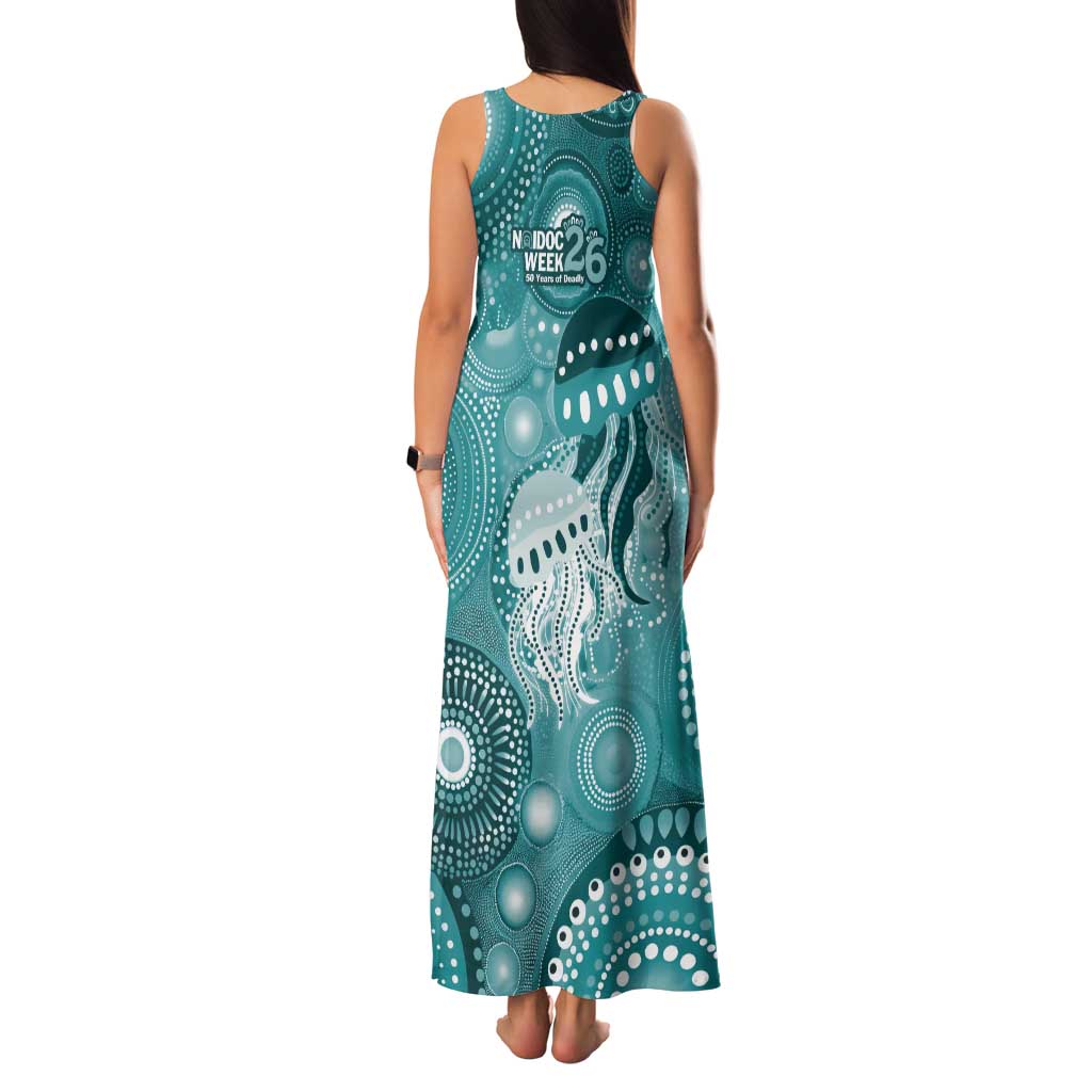 NAIDOC Deadly 50 Years Tank Maxi Dress Jellyfish Aboriginal Culture Inspired Turquoise