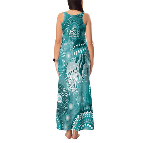 NAIDOC Deadly 50 Years Tank Maxi Dress Jellyfish Aboriginal Culture Inspired Turquoise