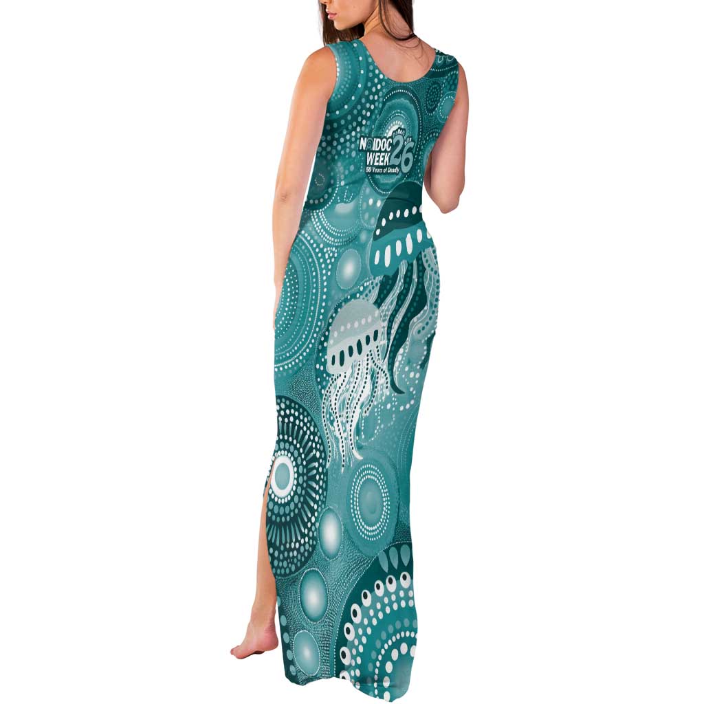 NAIDOC Deadly 50 Years Tank Maxi Dress Jellyfish Aboriginal Culture Inspired Turquoise