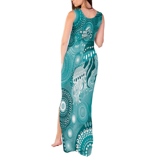 NAIDOC Deadly 50 Years Tank Maxi Dress Jellyfish Aboriginal Culture Inspired Turquoise