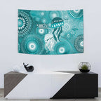 NAIDOC Deadly 50 Years Tapestry Jellyfish Aboriginal Culture Inspired Turquoise