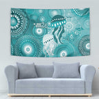 NAIDOC Deadly 50 Years Tapestry Jellyfish Aboriginal Culture Inspired Turquoise