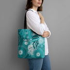 NAIDOC Deadly 50 Years Tote Bag Jellyfish Aboriginal Culture Inspired Turquoise