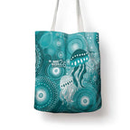 NAIDOC Deadly 50 Years Tote Bag Jellyfish Aboriginal Culture Inspired Turquoise