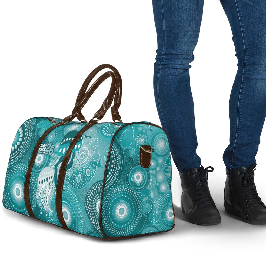 NAIDOC Deadly 50 Years Travel Bag Jellyfish Aboriginal Culture Inspired Turquoise