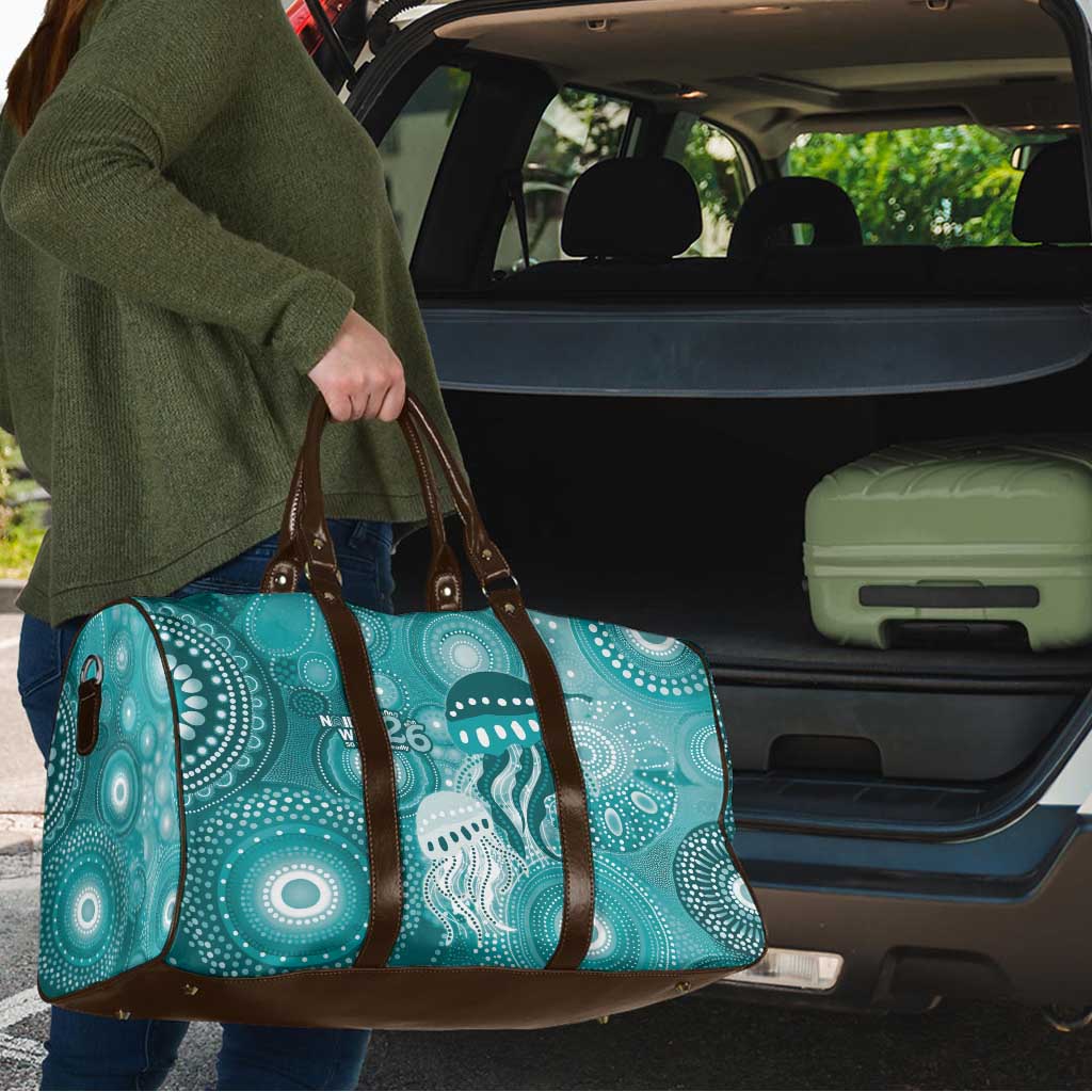 NAIDOC Deadly 50 Years Travel Bag Jellyfish Aboriginal Culture Inspired Turquoise