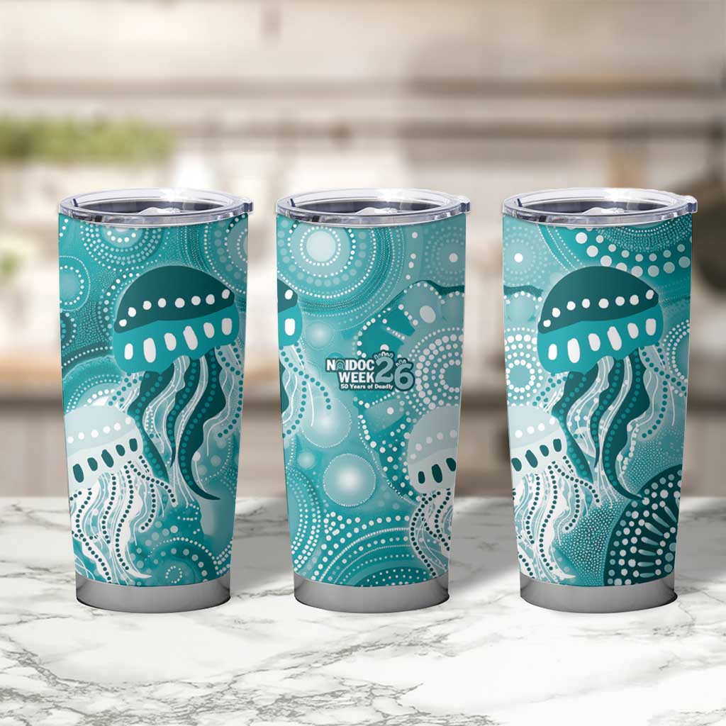 NAIDOC Deadly 50 Years Tumbler Cup Jellyfish Aboriginal Culture Inspired Turquoise