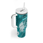 NAIDOC Deadly 50 Years Tumbler With Handle Jellyfish Aboriginal Culture Inspired Turquoise