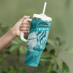 NAIDOC Deadly 50 Years Tumbler With Handle Jellyfish Aboriginal Culture Inspired Turquoise