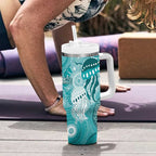 NAIDOC Deadly 50 Years Tumbler With Handle Jellyfish Aboriginal Culture Inspired Turquoise