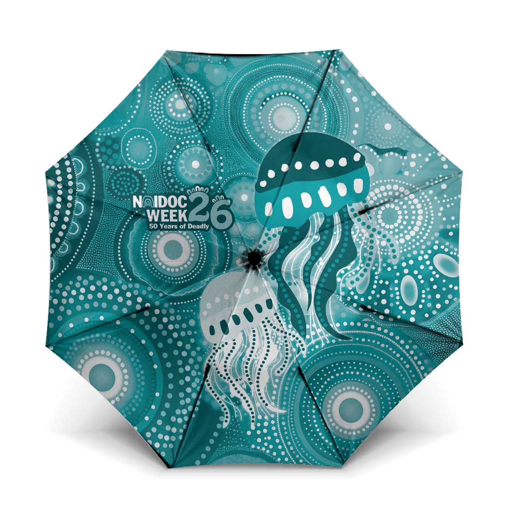 NAIDOC Deadly 50 Years Umbrella Jellyfish Aboriginal Culture Inspired Turquoise