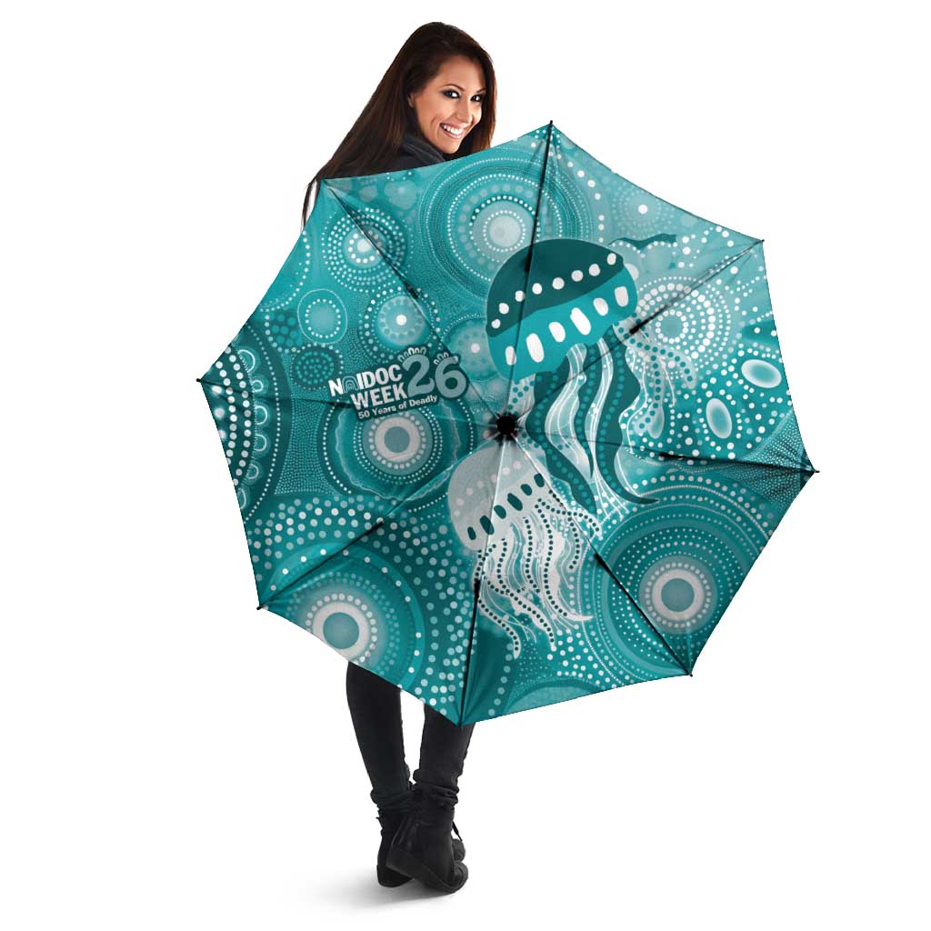 NAIDOC Deadly 50 Years Umbrella Jellyfish Aboriginal Culture Inspired Turquoise