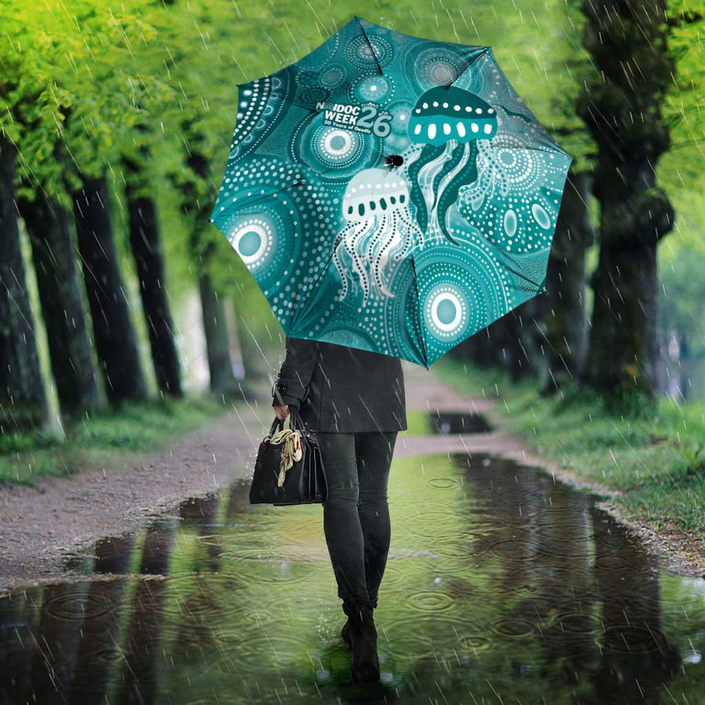 NAIDOC Deadly 50 Years Umbrella Jellyfish Aboriginal Culture Inspired Turquoise