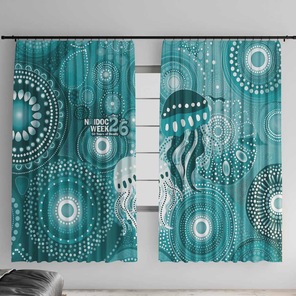 NAIDOC Deadly 50 Years Window Curtain Jellyfish Aboriginal Culture Inspired Turquoise