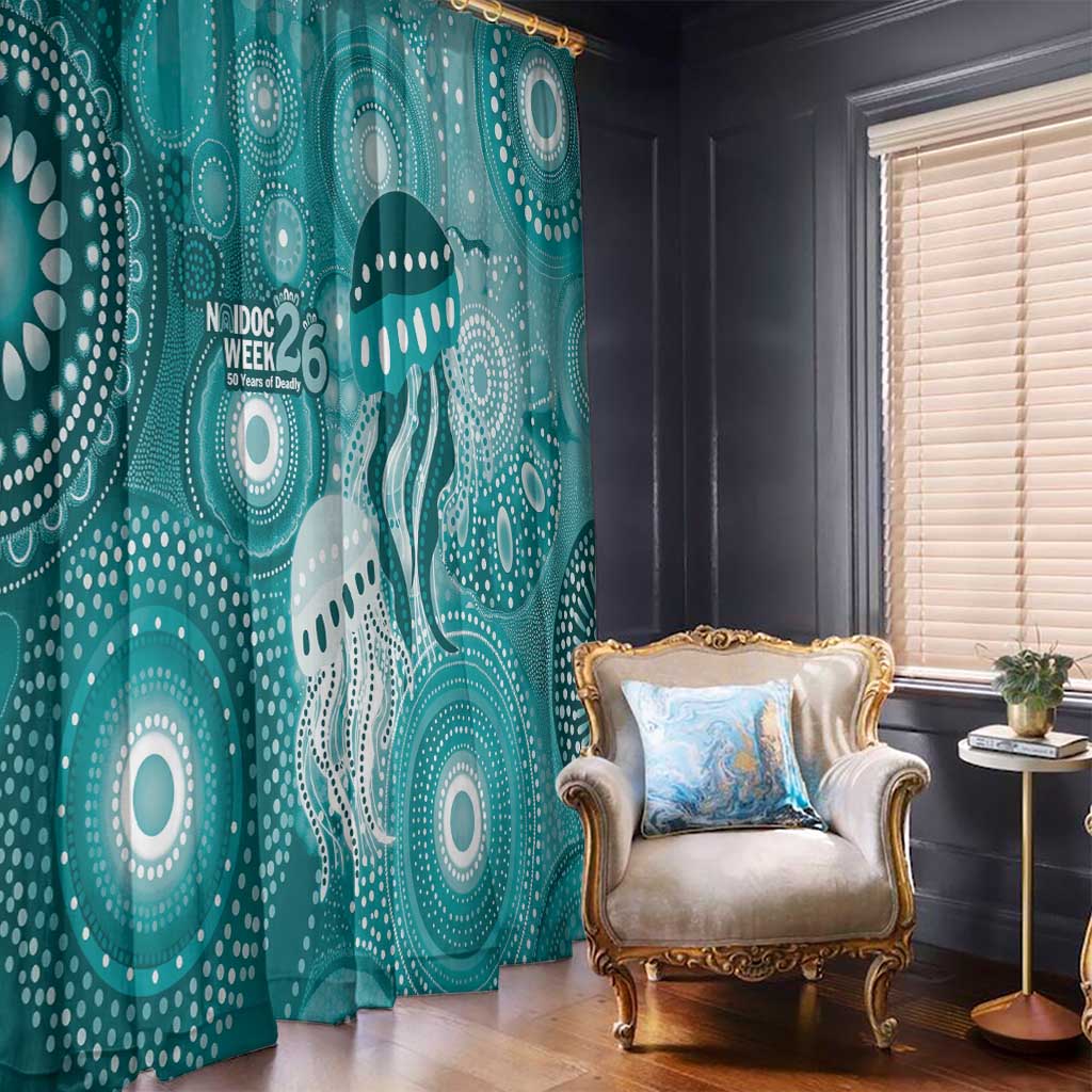 NAIDOC Deadly 50 Years Window Curtain Jellyfish Aboriginal Culture Inspired Turquoise