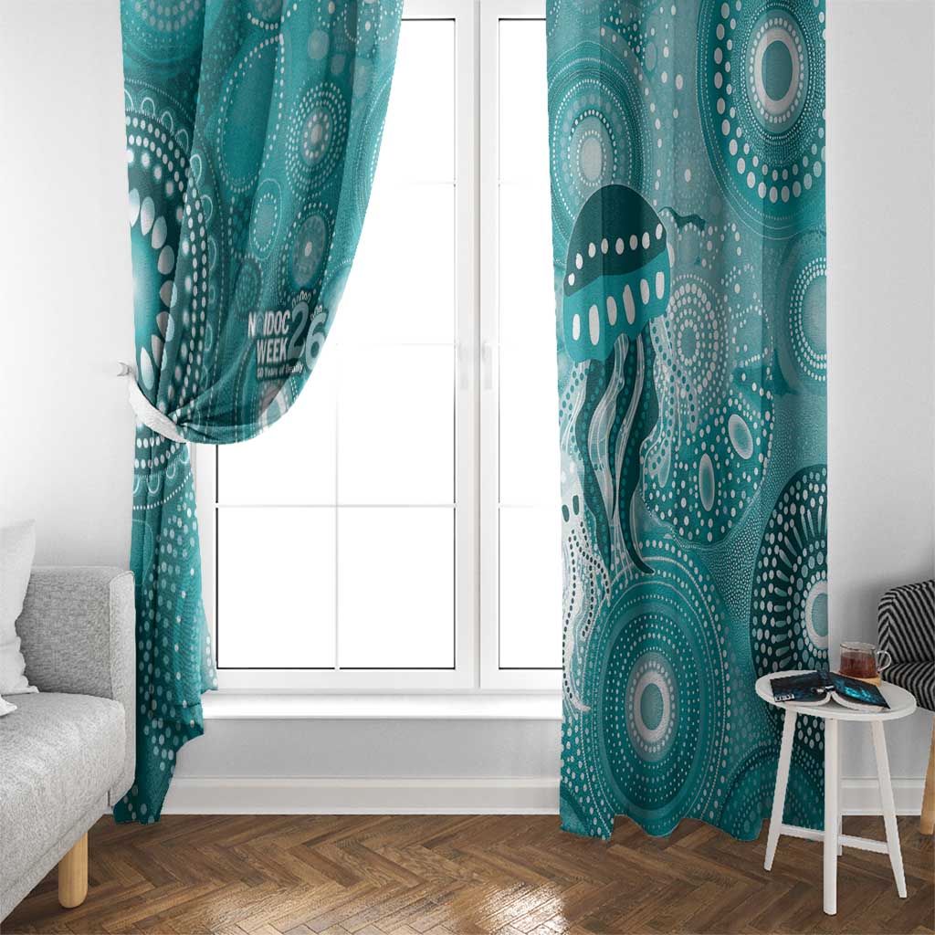NAIDOC Deadly 50 Years Window Curtain Jellyfish Aboriginal Culture Inspired Turquoise