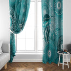 NAIDOC Deadly 50 Years Window Curtain Jellyfish Aboriginal Culture Inspired Turquoise
