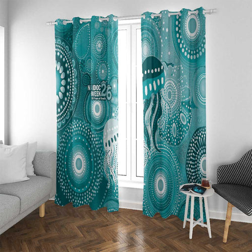 NAIDOC Deadly 50 Years Window Curtain Jellyfish Aboriginal Culture Inspired Turquoise