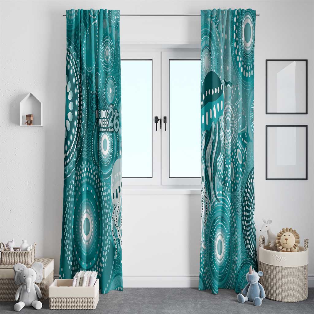 NAIDOC Deadly 50 Years Window Curtain Jellyfish Aboriginal Culture Inspired Turquoise