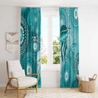 NAIDOC Deadly 50 Years Window Curtain Jellyfish Aboriginal Culture Inspired Turquoise