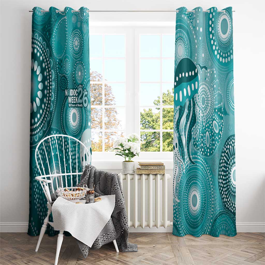 NAIDOC Deadly 50 Years Window Curtain Jellyfish Aboriginal Culture Inspired Turquoise