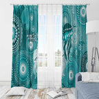 NAIDOC Deadly 50 Years Window Curtain Jellyfish Aboriginal Culture Inspired Turquoise