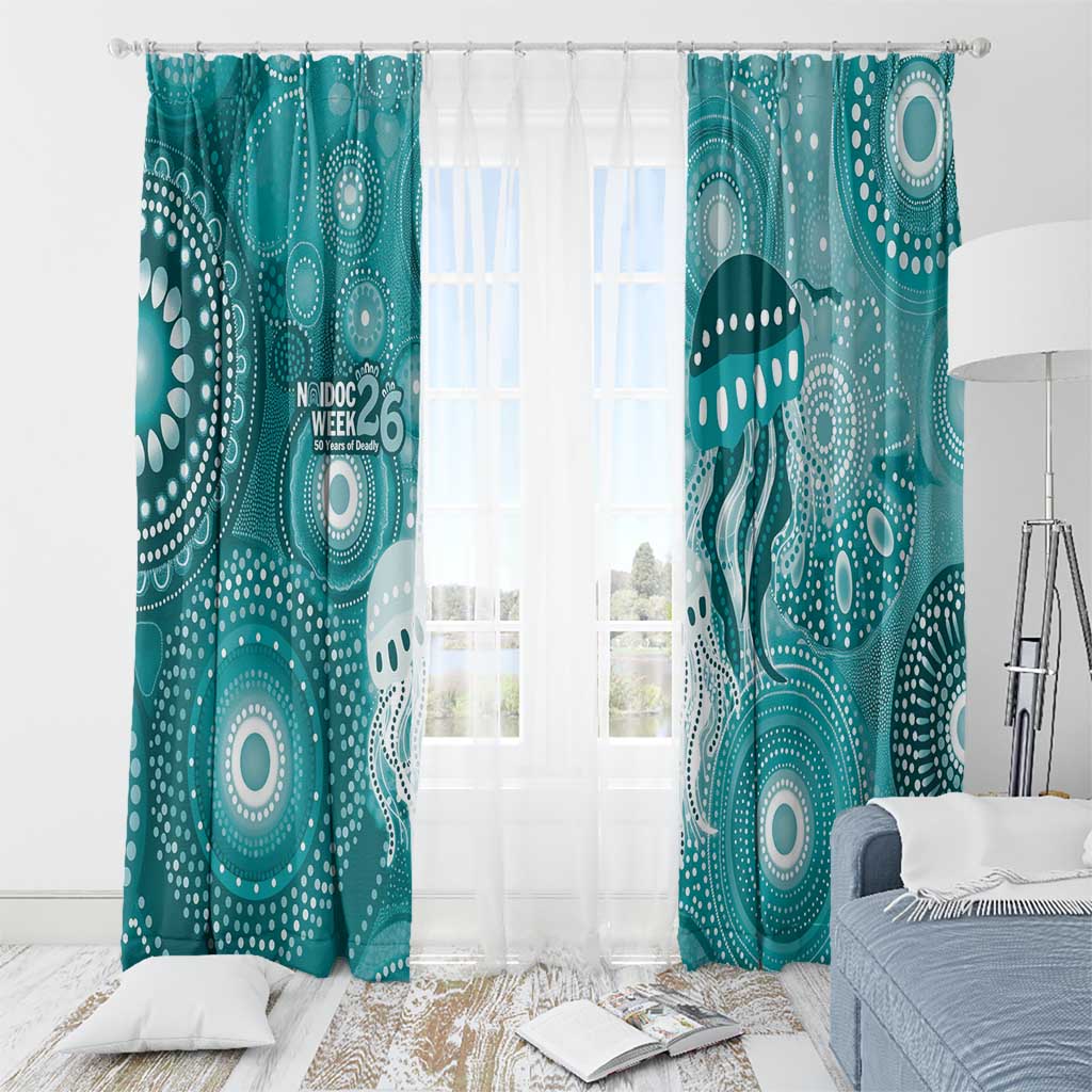 NAIDOC Deadly 50 Years Window Curtain Jellyfish Aboriginal Culture Inspired Turquoise