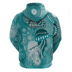 NAIDOC Deadly 50 Years Zip Hoodie Jellyfish Aboriginal Culture Inspired Turquoise
