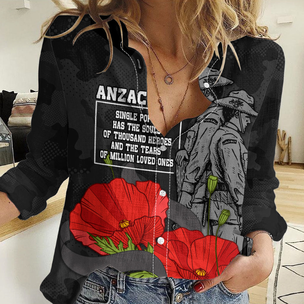 ANZAC Day Women Casual Shirt Soldiers Fighting at War LT9