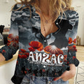 (Custom Personalised) Anzac Day Women Casual Shirt Soldier Poppy Vibe LT9