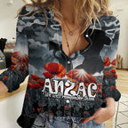 (Custom Personalised) Anzac Day Women Casual Shirt Soldier Poppy Vibe LT9